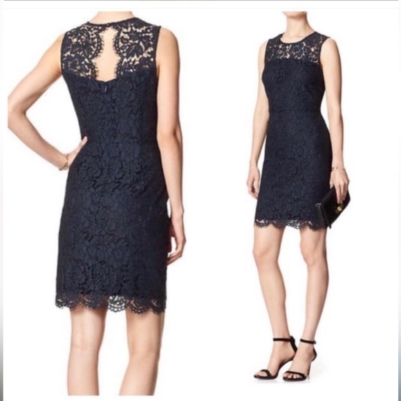 Banana Republic Dresses & Skirts - Banana Republic Navy Black Lace Sleeveless Cocktail Dress with Back Cut Out 12P